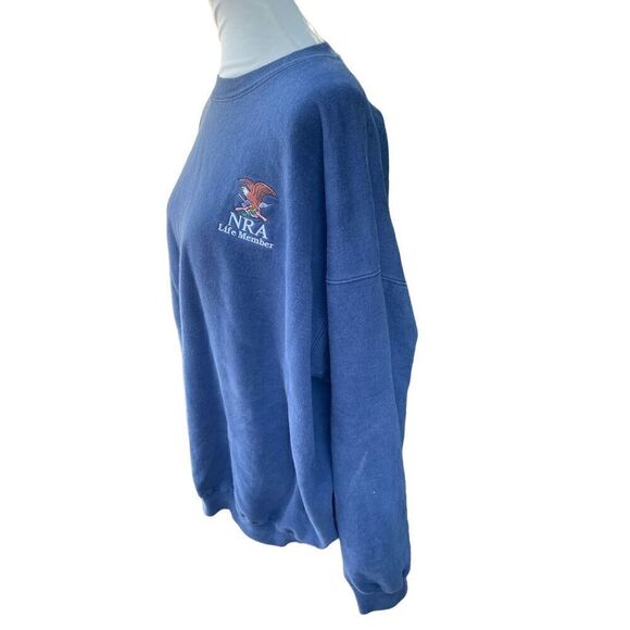NRA Life Member Blue Crewneck Long Sleeve 100% Cotton Sweatshirt by Hanes Size X - Picture 6 of 9